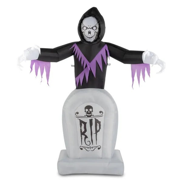 Halloween 8ft Inflatable Grim Reaper & Grave with Lights