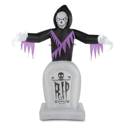 Halloween 8ft Inflatable Grim Reaper & Grave with Lights