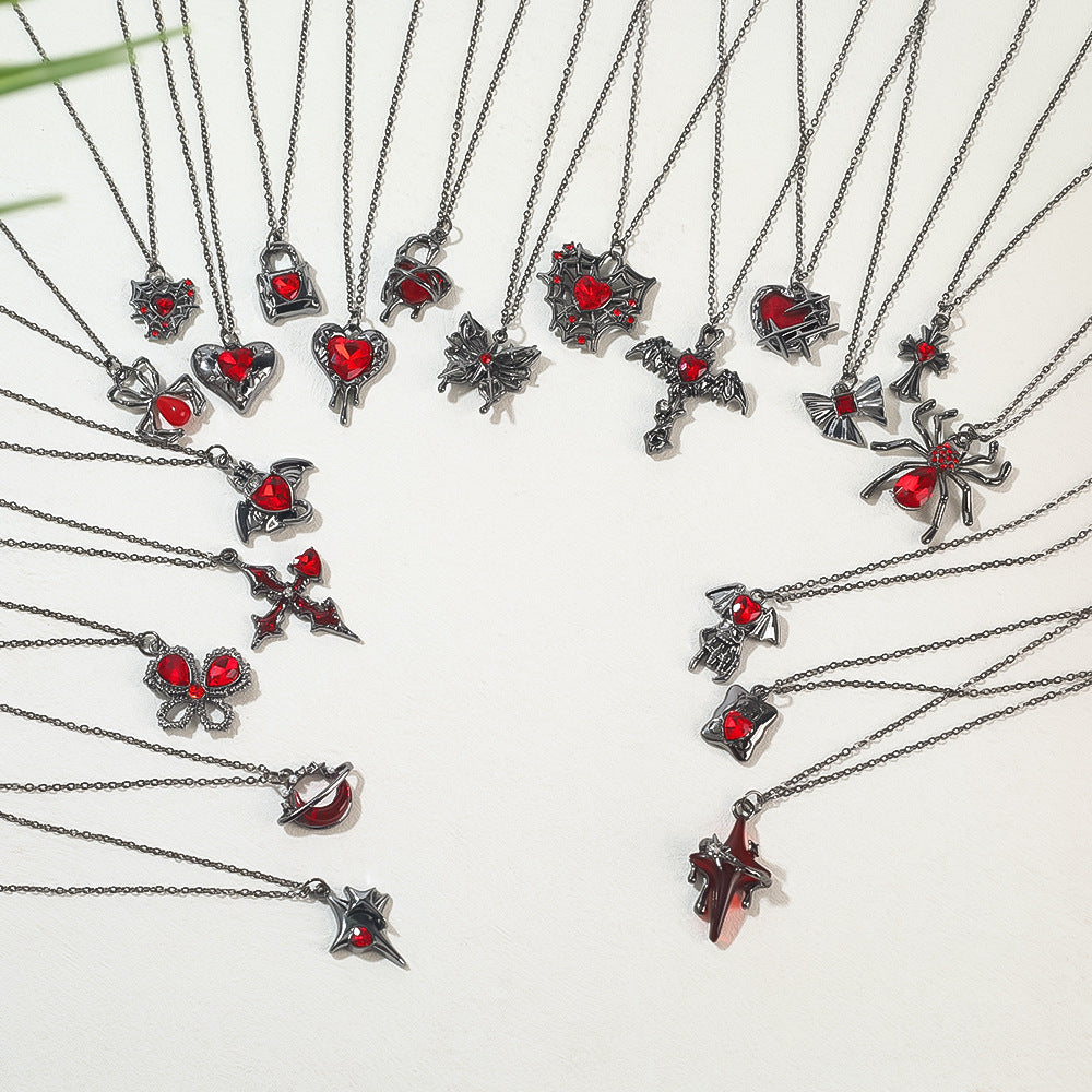 Dark Style Halloween Spider Bat Necklace