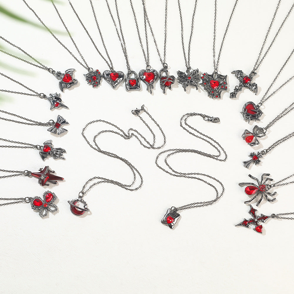 Dark Style Halloween Spider Bat Necklace